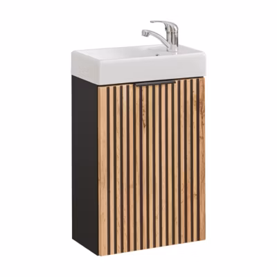 Meuble lave-mains 40cm 1 porte Gaia Bois et Noir
