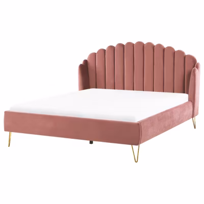 Lit avec sommier Velours AMBILLOU 180 x 200 cm Rose