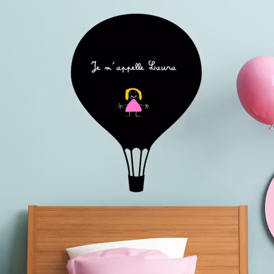 Sticker ardoise tableau noir – stickers muraux adhésif effaçable – BALLON – 45x35cm
