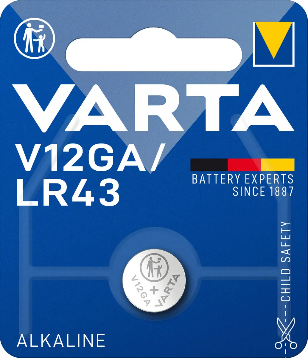 VARTA – 1 pile Alcaline V12GA / LR43 80 mAh – LR43