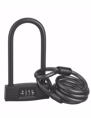 Antivol U à combinaison UP, 4 chiffres, vélo, câble acier, 12mmx120mm – THIRARD