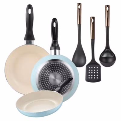 Ensemble de 3 poeles San Ignacio 16-20-24cm avec ustensiles de cuisine