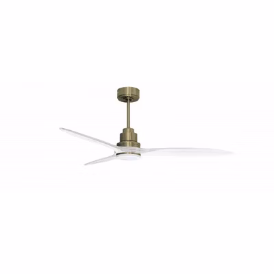Tenerife – Super destratificateur et ventilateur DC 132 cm  Laiton pales bois blanc avec Lumière 25 à 35 m²