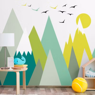Stickers enfant montagnes scandinaves lincika 60 x 90 cm