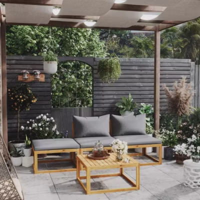 Salon de jardin – vidaXL – 4 pcs – Bois d&rsquo;acacia massif – Coussins amovibles – Design modulaire