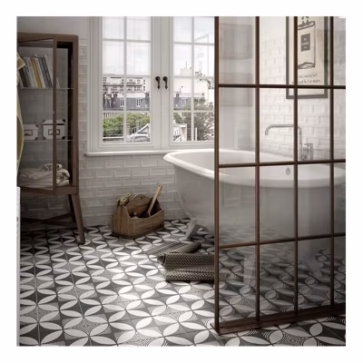 Carrelage sol / mur effet ciment 20×20 cm CAPRICE DECO COMPASS B&W