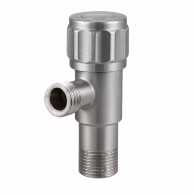 BALNEO – robinet d&rsquo;angle à obturateur champignon à siège céramique 1/2 x 1/2 argenté acier inoxydable