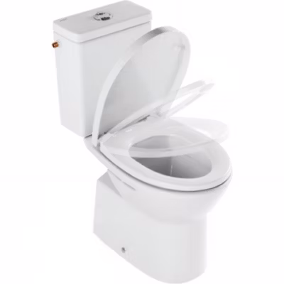 Pack WC au sol céramique traditionnelle SANINDUSA Easy évac. arrière alim. chasse par le côté abattant frein de chute blanc