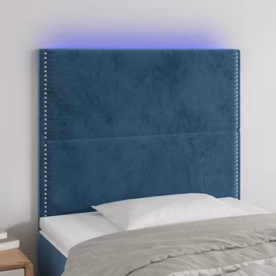vidaXL Tête de Lit à LED Meuble de Chambre à Coucher Accessoire de Lit Simple Tête de Cadre de Lit Intérieur Bleu Foncé 3122330