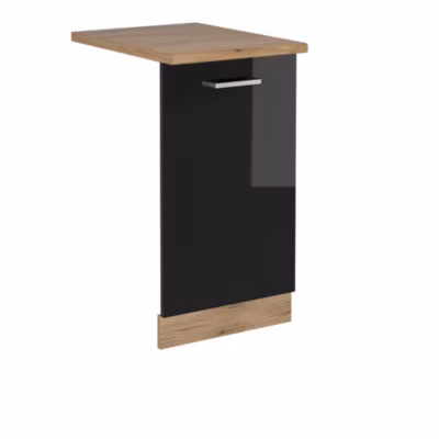 Vicco Façade de lave-vaisselle Noir Haute brillance 45cm , PT Chêne