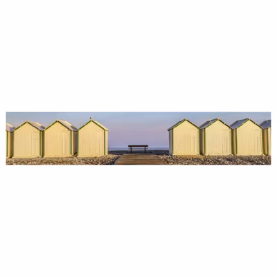 Brise vue imprimé CAYEUX plage, H.1 x L.5 m, 100% occultant, Made in France par Scenolia + kit de fixation offert