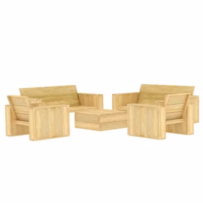 vidaXL Salon de Jardin 5 pcs Mobilier de Patio Meubles de Terrasse Mobilier de Jardin Meubles d&rsquo;Extérieur Arrière-cour Bois 305320