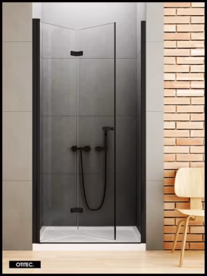 Porte de Douche Italienne Pliante – 100 x 195 – GAUCHE – NOIR MAT – NEW SOLEO