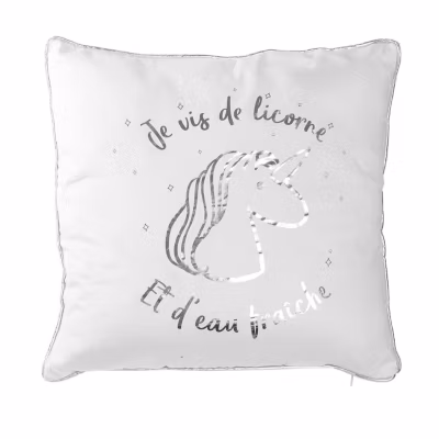 Coussin enfant imprimé licorne