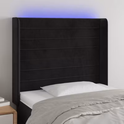 vidaXL Tête de Lit à LED Meuble de Chambre à Coucher Accessoire de Lit Simple Tête de Cadre de Lit Intérieur Noir 3124232