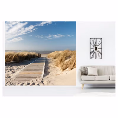 Papier peint intissé CHEMIN DES DUNES plage de sable 300 x 270 cm (LxH) – Tapisserie panoramique Made in France par Scenolia
