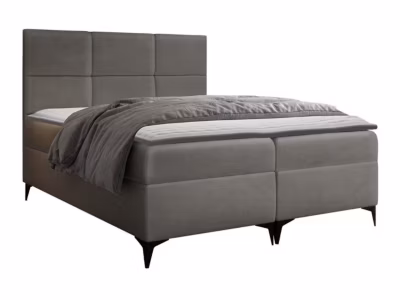 Lit continental Baltimore 133, Unique, Gris, Tissu, Disponible