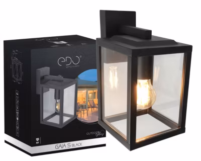 Applique murale extérieure en verre IP44 E27 noire Gaia S Black applique extérieure luminaire mural extérieur lampe murale