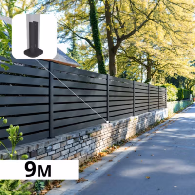 Kit Clôture Aluminium Ajourée sur Muret OLINDA Anthracite 9,20×1,2m – Lames ajourées 21x45x1780 mm – Brise Vue – Palissade