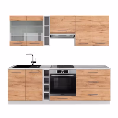 Vicco Cuisine Chêne doré/blanc 235cm , PT Marbre