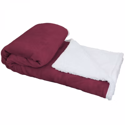 Couverture, plaid polaire 150 x 200 cm en flanelle et sherpa ultra doux – Prune – Vivezen