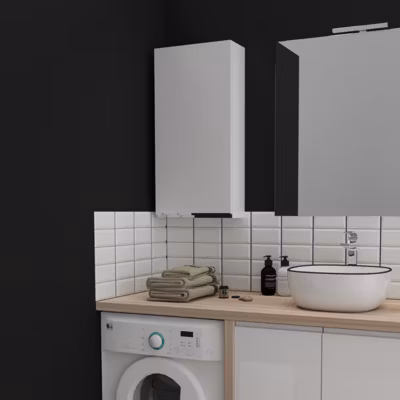 Armoire de salle de bain 40×80 laqué blanc brillant à suspendre