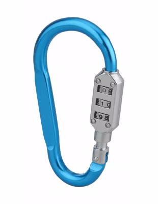 Cadenas mousqueton à combinaison Funny, 3 chiffres, intérieur, anse acier, bleu – THIRARD