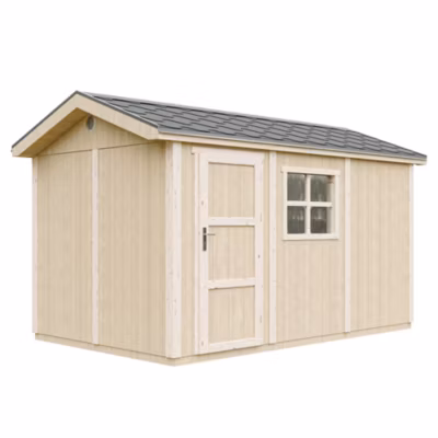 Abri de Jardin Qualité Premium 8,68 m² – H252x250x412 cm – Avec un sol et des bardeaux bitumineux M914 – Timbela