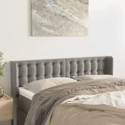 vidaXL Tête de lit avec oreilles Gris clair 147x16x78-88 cm Velours3119250