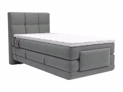 Ensemble complet boxspring tête de lit capitonnée + sommiers relaxation électrique + matelas + surmatelas – 100 x 200 cm – Tissu –