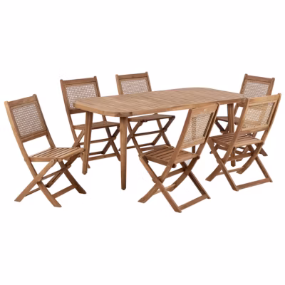 Salle à manger de jardin 6 places PARAGGI Bois d&rsquo;acacia certifié Naturel