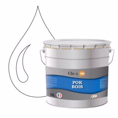 Peinture extérieure bois – Résistante aux intempéries POK BOIS – 10L – RAL 9010 – Blanc Pur – Clic & Pok
