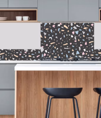 Crédence Cuisine Aluminium TERRAZZO GRAPHITE 100 cm x 20 cm Ma Nouvelle Décoration