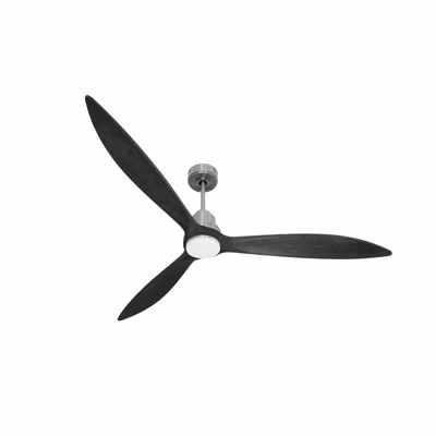 Tenerife – Super destratificateur et ventilateur DC 166 cm  Chrome pales bois noir avec Lumière 30 à 60 m²