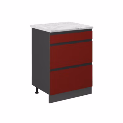 Vicco Meuble cuisine Rouge 60cm PT Marbre