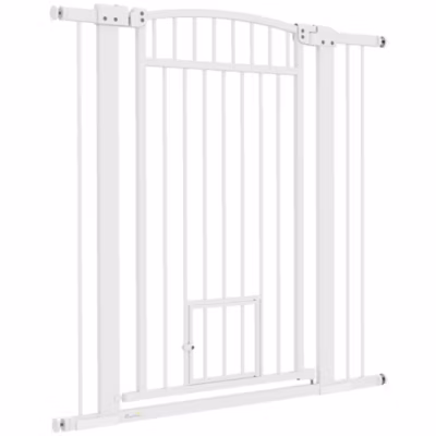 Barrière de sécurite chien extensible L.76-104 cm double verrouillage montage pression ou perçage blanc