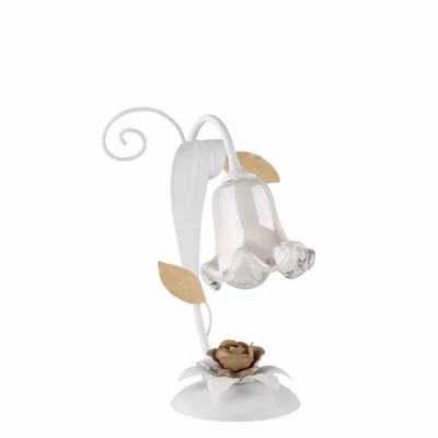 Cesto Lampe de table Shabby en fer laqué blanc 1 lumière H.34 d.25 BL274-LT-BCO
