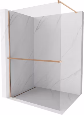 Mexen Kioto+ paroi de douche avec étagère Walk-in 120 x 200 cm, transparent, cuivre brossé – 800-120-121-65-00
