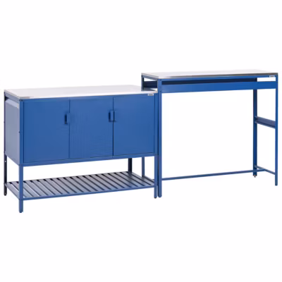 Ensemble de cuisine d&rsquo;extérieur 2 pièces avec table de bar MAENZA Métal Bleu