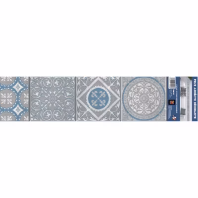 Frise adhésive Carrex Ciment, 10 cm X 300 cm, décoration murale, carrelage gris et bleu