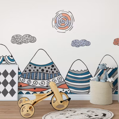 Stickers enfant montagnes scandinaves aranka 100 x 150 cm