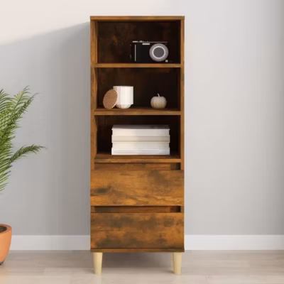 821241 vidaXL Buffet haut Chêne fumé 40x36x110 cm Bois d&rsquo;ingénierie