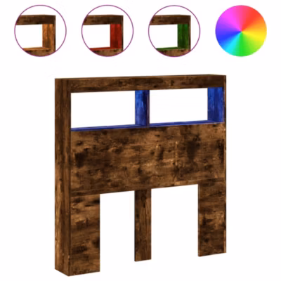 Armoire tête de lit avec LED chêne fumé 100x17x102 cm vidaXL