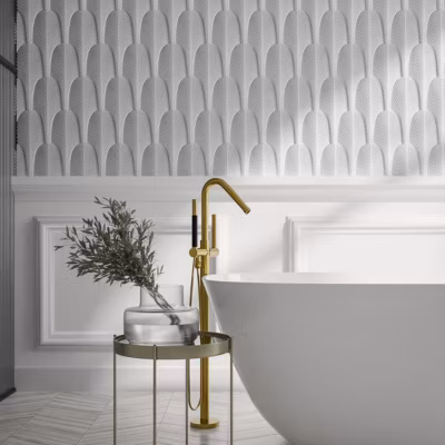 Plaquette de parement effet 3D – AERO WHITE – Modulo – 0,48m² – intérieur