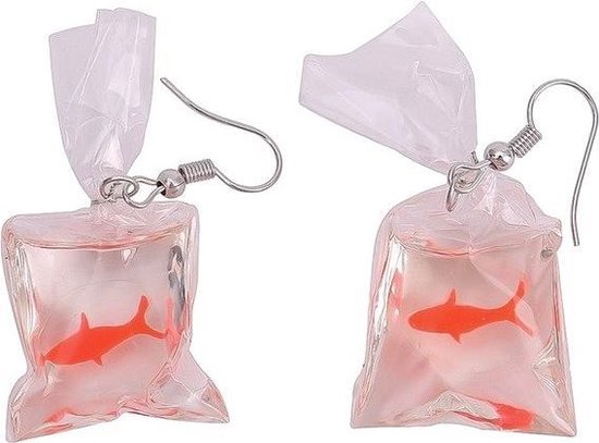 Fako Bijoux® – Boucles d&rsquo;oreilles – Goldfish In A Bag – Oranje