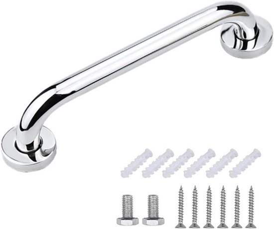 Douche Handgreep – Roestvrij Staal – Badkamer Zware Veiligheid Handgrepen – voor Ouderen Gehandicapte Kinderen – Non-Slip Grab Bar – Keuken – Trap – Handgreep Keukenkastjes – Veiligheidsgreep – Inclusief Schroeven – Zilver – 30CM