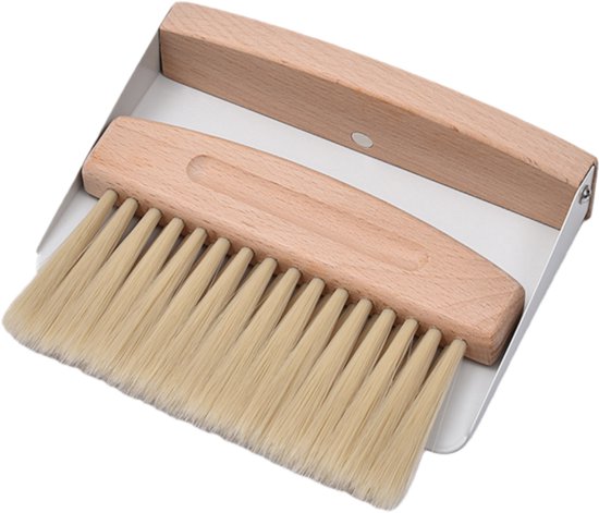 Ensemble 2 pièces – Balai de bureau et pelle à poussière – Mini-balai – Peut être utilisé pour nettoyer les claviers d&rsquo;ordinateur – 15,5*10,5*4 cm – Wit