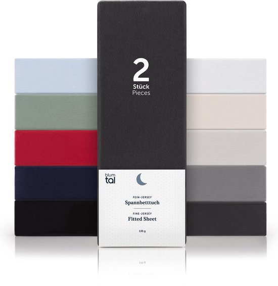 Drap Housse Blumtal – Hoeslaken Housse – Jersey – Katoen – 90 x 200 x 30 cm – Anthracite – Set de 2