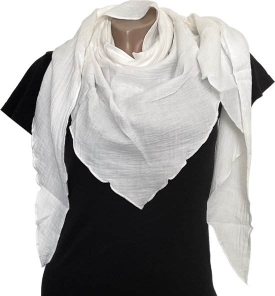Écharpe Longue Triangulaire – Katoen – Wit – 180 x 70 cm (0446)