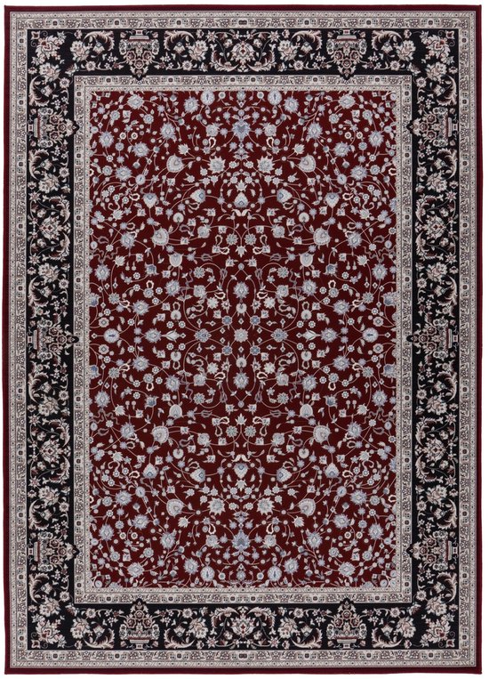 Dunya Classique Nain – Tapis d&rsquo;Orient – Poils ras, lavable, antidérapant, 100 % polyester – Rouge – 240 x 330 cm